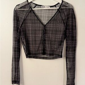 Elodie Black Sheer Plaid Top